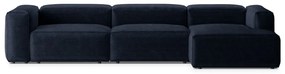 Tmavomodrá menčestrová rohová pohovka (pravý roh/s leňoškou) Bergamo – Cosmopolitan Design