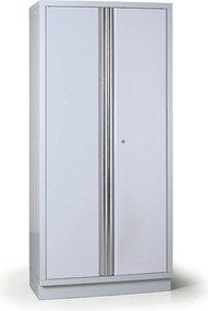 Policová dielenská skriňa 2-dverová G2, 4 police, zámok, 915 x 458 x 2000 mm, sivá