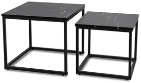 PROXIMA.store - Loftový set konferenčných stolíkov TEVET FARBA: čierny mramor, FARBA NÔH: čierna