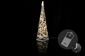 Nexos 5976 Vianočná dekorácia - Akrylový kužeľ - 60 cm, teple biely na batérie