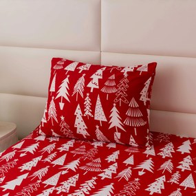 Obliečky z mikrovlákna CHRISTMAS TREES červené Rozmer obliečky: 70 x 90 cm | 140 x 220 cm