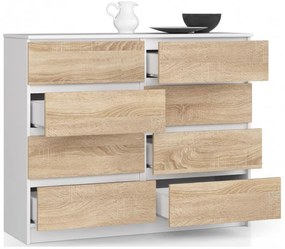 Komoda K120 8SZ CLP biela / dub sonoma