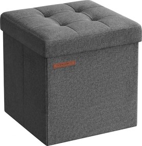 Taburetka, úložný sedací box, max. zaťaženie 130 kg, 30 x 30 cm, tmavosivá farba