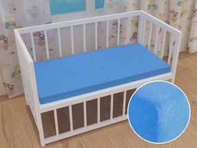 Detské froté napínacie prestieradlo do postieľky FR-015 Svetlo modré 70 x 140 x 10 cm - do postieľky
