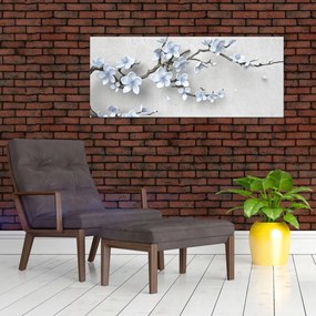 Obraz modrých kvetov (120x50 cm)