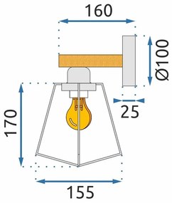 Toolight Toolight, nástenné svietidlo E27 60W APP978-1W, čierna - hnedá, OSW-03244