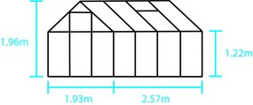 Skleník Halls Popular, 2,57 x 1,93 m / Zelený, Komôrkový polykarbonát