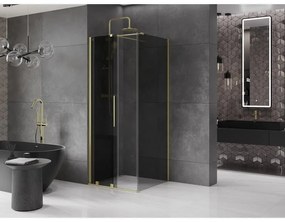 Mexen Velar, sprchový kút s posuvnými dverami 120 x 120 cm, 8mm šedé sklo, zlatá matná, 871-120-120-41-55