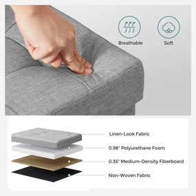 Taburetka L, lavica s úložným priestorom, nosnosť 300 kg, 110 x 38 x 38 cm, svetlošedá