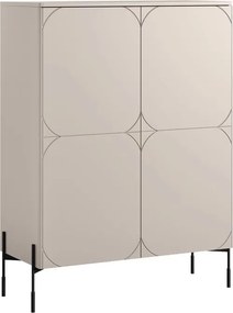 Vysoká komoda Sonatia 120 cm s dvoma dverami a dvoma skrytými zásuvkami - kasmír