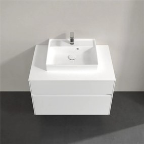 VILLEROY &amp; BOCH Collaro závesná skrinka pod umývadlo na dosku (umývadlo v strede), 2 zásuvky, 800 x 500 x 548 mm, White Matt, C06900MS