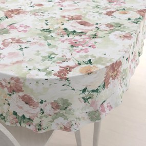 Biante Dekoračný oválny obrus PM-018 Maľované kvety na zelenom 140x160 cm