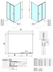 Polysan, DEEP obdĺžniková sprchová zástena 1200x750mm L/P varianta,číre sklo, MD1216MD3116