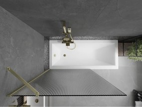 Mexen Next, 1-krídlová vaňová zástena 100 x 150 cm, 6mm sklo Ribs, zlatá matná, 895-100-000-00-09-55