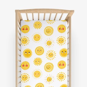 Goldea bavlnená napínacia plachta do detské postieľky - usmievavá slniečka 70 x 140 cm