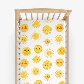 Goldea bavlnená napínacia plachta do detskej postieľky - usmievavé slniečka 70 x 140 cm