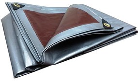 Hnedo strieborná krycia plachta s gramážou 210 g/m2 6m x 8m