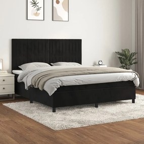 Posteľný rám boxspring s matracom čierny 160x200 cm zamat 3143153