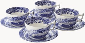 Šálky na čaj's podšálkami Blue Italian, 4 ks