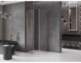 Mexen Velar L, sprchový kút s posuvnými dverami 120 x 120 cm, 8mm číre sklo, ružové zlato, 871-120-120-03-60