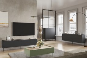 TV stolík Desin 220 cm - čierny mat / dub nagano
