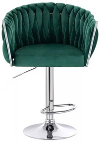 LuxuryForm DESIGN Barová stolička NORDEN VELUR na striebornom tanieri - zelená