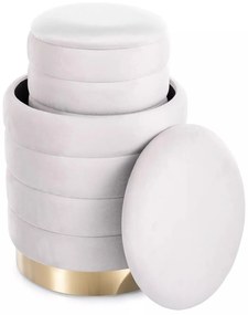 Sada 2 ks taburetů Britta Velvet s úložným prostorem světle béžová/zlatá