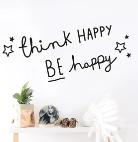 Samolepka na stenu "HAPPY" 70x35 cm