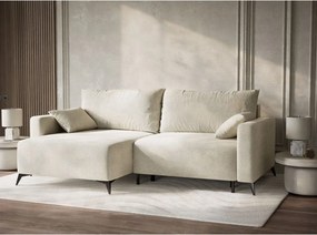 Krémovobiela ženilková rozkladacia/s úložným priestorom rohová pohovka (ľavý roh/s leňoškou) Leon – Maison de Rêve
