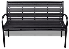 vidaXL Záhradná lavička 125 cm, oceľ a WPC, čierna