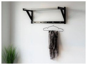 Čierny nástenný vešiak z topoľového dreva s poličkou Padova - House Nordic