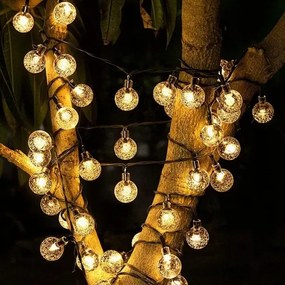 Brilagi- solárny dekoratívny LED reťazec BUBBLE 200xLED/8 režimov 20m IP65 teplá biela