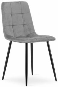 Set dvoch jedálenských stoličiek KARA zamatové svetlosivé / čierne nohy (2ks)