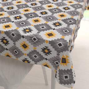 Biante Bavlnený obdĺžnikový obrus Sandra SA-520 Žlto-sivý aztécky vzor 120x160 cm