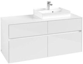 VILLEROY &amp; BOCH Collaro závesná skrinka pod umývadlo na dosku (umývadlo vpravo), 4 zásuvky, 1200 x 500 x 548 mm, Glossy White, C07200DH