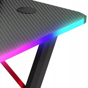 Čierny herný stôl, PC stôl s LED osvetlením RGB Šírka: 120 cm