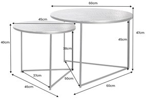 Sada konferenčných stolíkov Khalil 60 cm antik strieborná