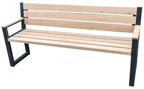 Moderná lavica s operadlom a opierkami prírodné drevo