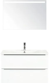 Kúpeľňový nábytkový set Pulse 90 cm s keramickým umývadlom WIT H lesklá a zrkadlom s LED osvetlením