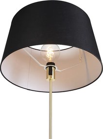 Stojaca lampa zlatá/mosadzná s čiernym ľanovým tienidlom 45 cm - Parte