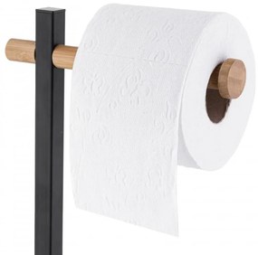 Erga Tobak, držiak na toaletný papier a stojan na WC kefu, čierna matná-hnedá, ERG-YKA-P.TOBAK