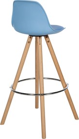 Barová stolička Corbin Round - koženka, natura rám - modrá