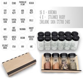 Orion Súprava 16 ks koreničiek BLACK 80 ml + 4 ks organizér na koreničky VASKY + súprava 24 ks štítkov