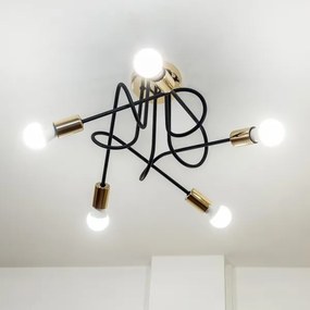 Prisadený luster OXFORD 5xE27/15W/230V zlatá/čierna