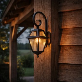 Klasická vonkajšia nástenná lampa čierna IP44 - Berta