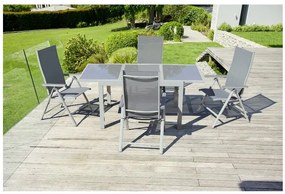Livarno home Záhradné hliníkové kreslo Houston, biele/bledosivé, 2 kusy + podložka na kreslo Houston  (800009486)