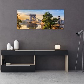 Obraz - Most cez rieku, Budapešť, Maďarsko (120x50 cm)