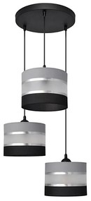 Luster na lanku HELEN 3xE27/15W/230V čierna/šedá/strieborná