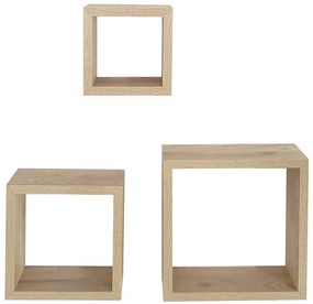 Závesné police 3 ks PD11036 prírodné drevo