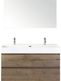 Kúpeľňový nábytkový set Maxx XL 120 cm s keramickým umývadlom 2 otvormi na kohúty a zrkadlom Tabacco
